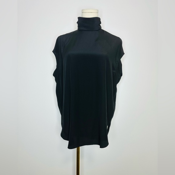 Brunello Cucinelli Draped Silk Mock Neck Blouse - Picture 3 of 12